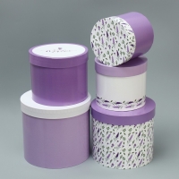 Набор шляпных коробок 5 в 1, упаковка подарочная, &laquo;Лаванда&raquo;, 13 х 14 ‒ 19.5 х 22 см