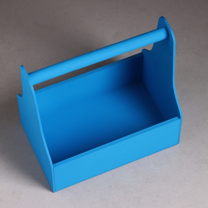 Кашпо деревянное 20&times;12.5&times;20 см Стелла Моно, с ручкой, синий Дарим Красиво