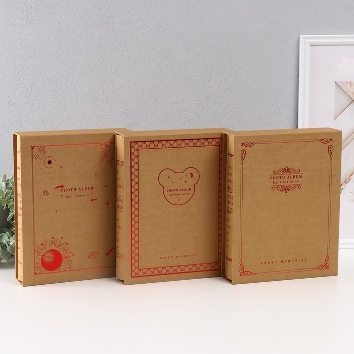 Фотоальбом на 200 фото 10х15 см "Крафт" МИКС 5,5х20,8х26,5 см