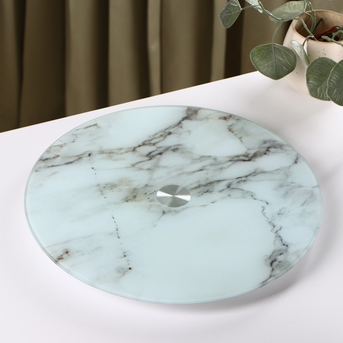 Подставка стеклянная для торта вращающаяся Доляна «Марбл», d=32 см, цвет белый Подставка стеклянная для торта вращающаяся Доляна «Марбл», d=32 см, цвет белый