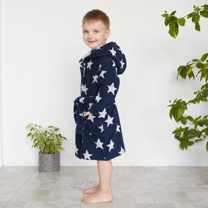 Халат махровый детский Крошка Я «Звездочки» размер 32, цвет синий, 100% хлопок 360 г/м2 Халат махровый детский Крошка Я «Звездочки» размер 32, цвет синий, 100% хлопок 360 г/м2