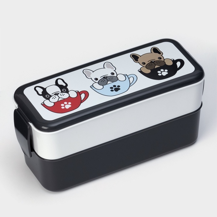 Контейнер для обеда &laquo;Бульдоги&raquo;, 2 отделения, 500+500 мл