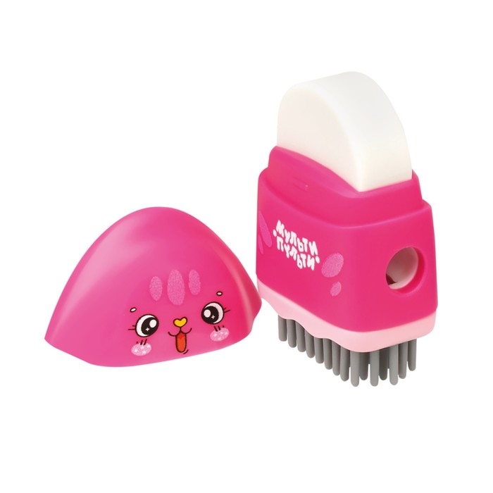 Точилка пластиковая с ластиком Мульти-Пульти Точилка пластиковая с ластиком Мульти-Пульти "Милашки", 1 отверстие, с контейнером МИКС