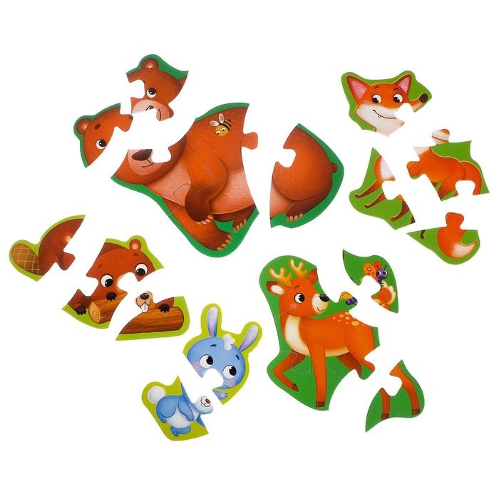 Макси-пазлы &laquo;Лесные жители&raquo;, 5 пазлов, 20 деталей