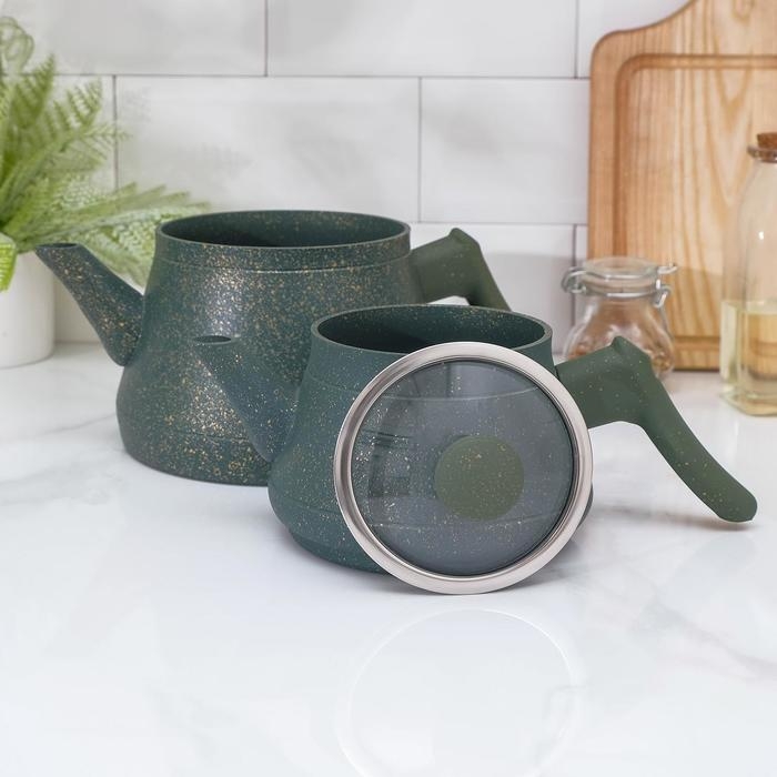 Чайник двойной &laquo;Турецкий&raquo;, 1 л, 2 л, антипригарное покрытие, цвет МИКС