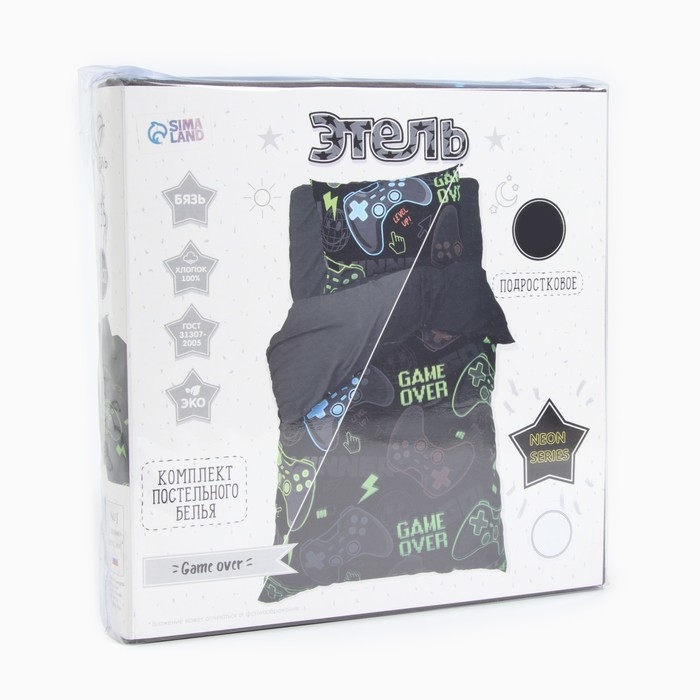 Комплект постельного белья Комплект постельного белья "Этель" 1,5 сп Game over 143х215 см, 150х214 см, 50х70 см -1 шт, 100 % хлопок