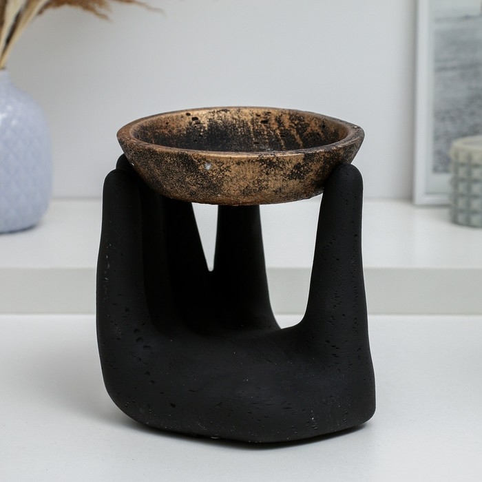 Подсвечник "Рука с подставкой" черный, 17см