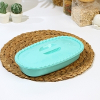 Миска с крышкой, 1,5 л, 16,5&times;28&times;6,5 см, цвет аквамарин