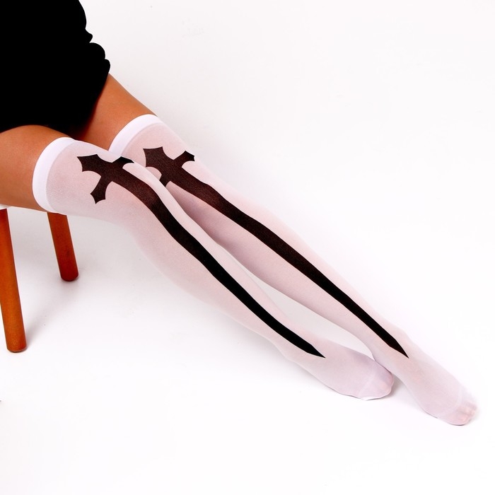 Хэллоуин. Чулки карнавальный аксессуар &laquo;Монашка&raquo;, цвет белый