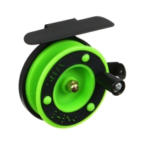 Катушка инерционная, металл пластик, диаметр 5 см, направляющая лески, черно-салатовый, 601D Катушка инерционная, металл пластик, диаметр 5 см, направляющая лески, черно-салатовый, 601D