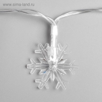 Гирлянда «Нить» 3 м с насадками «Снежинки большие», IP20, прозрачная нить, 20 LED, свечение мульти (RG/RB), мигание, USB Гирлянда «Нить» 3 м с насадками «Снежинки большие», IP20, прозрачная нить, 20 LED, свечение мульти (RG/RB), мигание, USB