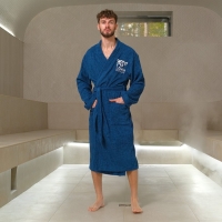 Халат махровый мужской &laquo;Глава семьи&raquo;, размер 56-58, цвет синий