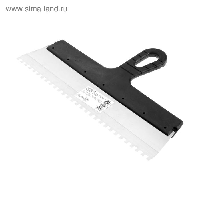 Шпатель зубчатый ЛОМ, 350 мм, зуб 6 мм, нержавеющая сталь