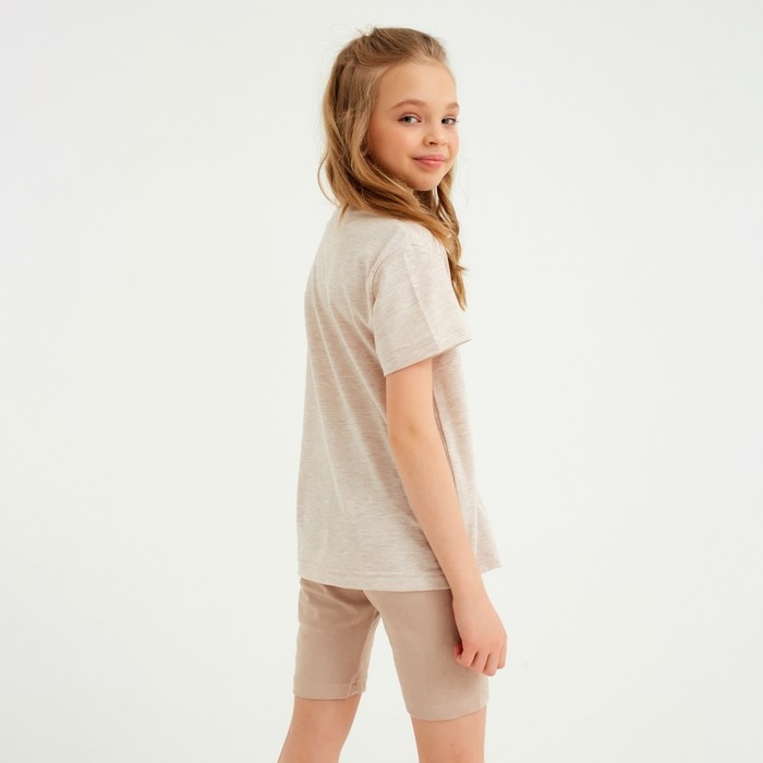 Футболка детская Basic line цвет бежевый меланж, рост 98