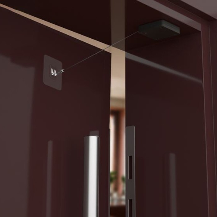 Доводчик дверной ТУНДРА, до 20 кг, цвет  черный, натяжение 1200 гр, длина троса 100 см