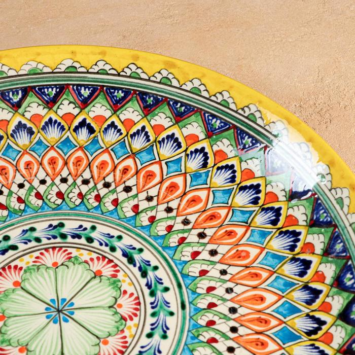 Ляган Риштанская Керамика Ляган Риштанская Керамика "Узоры", 36 см, жёлтый