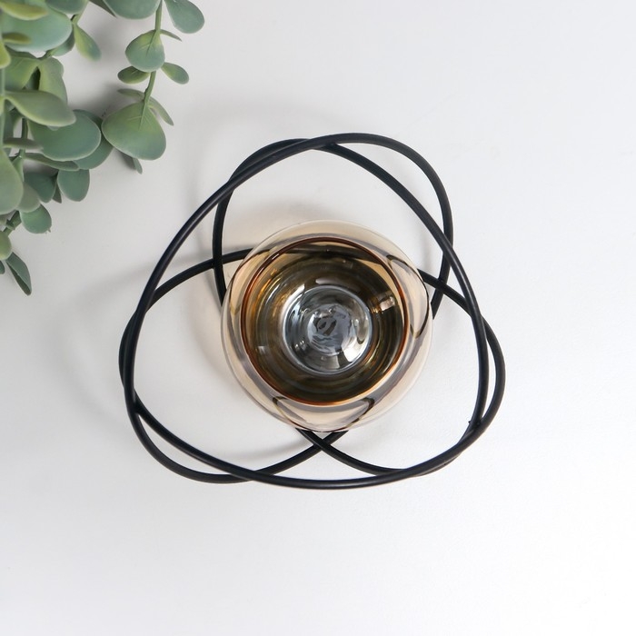 Подсвечник металл, стекло на 1 свечу Подсвечник металл, стекло на 1 свечу "Лофт. Сплетение колец" чёрный 11х12х9.5 см