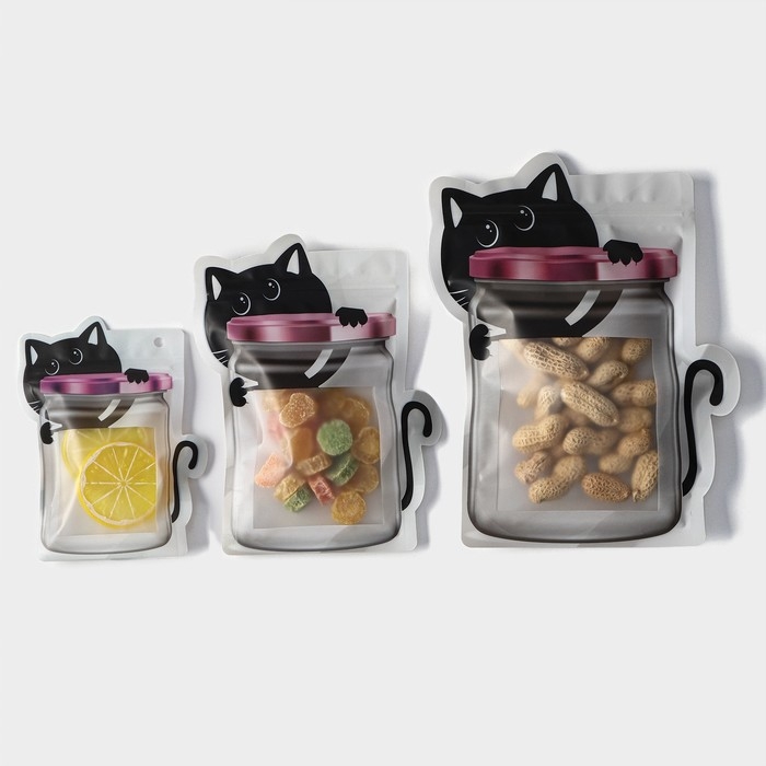 Набор пакетов для хранения сыпучих продуктов Доляна, застёжка zip-lock, 3 шт, 18,2&times;23,5 см, 14,5&times;19 см, 11,2&times;14,5 см