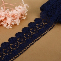 Кружево гипюровое, 60 мм × 6,8 ± 0,5 м, цвет тёмно-синий Кружево гипюровое, 60 мм × 6,8 ± 0,5 м, цвет тёмно-синий