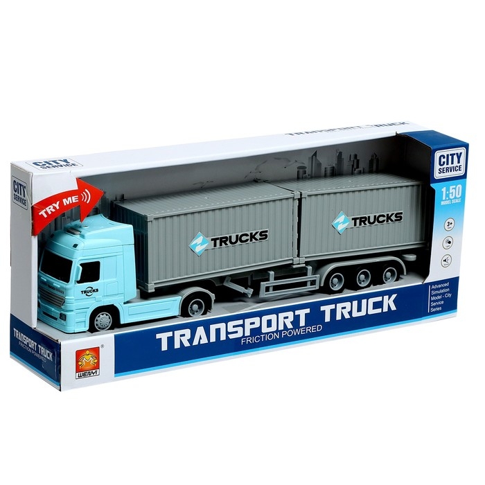 Грузовик инерционный «Контейнеровоз», 1:50, свет, звук Грузовик инерционный «Контейнеровоз», 1:50, свет, звук