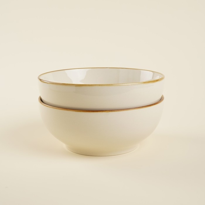 Набор мисок фарфоровых SL Home «Леггеро», 1,2 л, d=18,5 см, цвет бежевый Набор мисок фарфоровых SL Home «Леггеро», 1,2 л, d=18,5 см, цвет бежевый