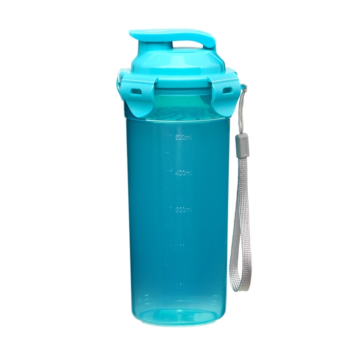 Шейкер спортивный для воды и спортивного питания, 500 мл, с ситом, 21 х 8.5 см, голубой