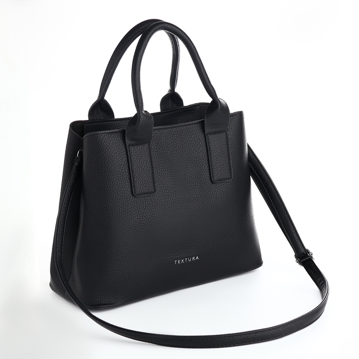 Сумка женская на молнии, TEXTURA, средний размер, цвет чёрный Сумка женская на молнии, TEXTURA, средний размер, цвет чёрный