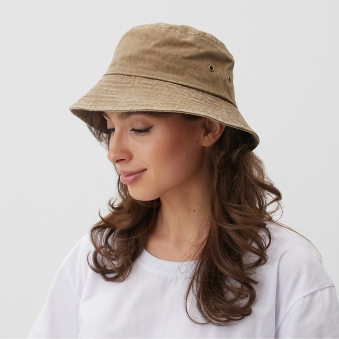 Панама однотонная MINAKU цвет бежевый, размер 56-58 Панама однотонная MINAKU цвет бежевый, размер 56-58