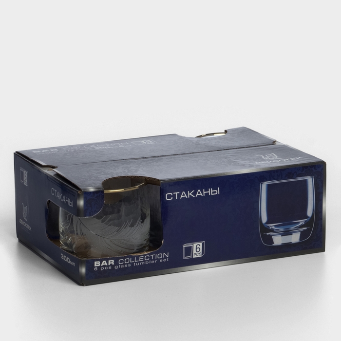 Набор стеклянных стаканов &laquo;Перо&raquo;, 300 мл, 6 шт