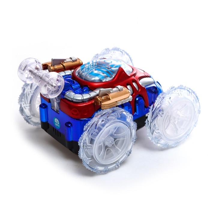 Машина-перевёртыш радиоуправляемая &laquo;Трюк&raquo;, работает от батареек, световые эффекты, цвет синий