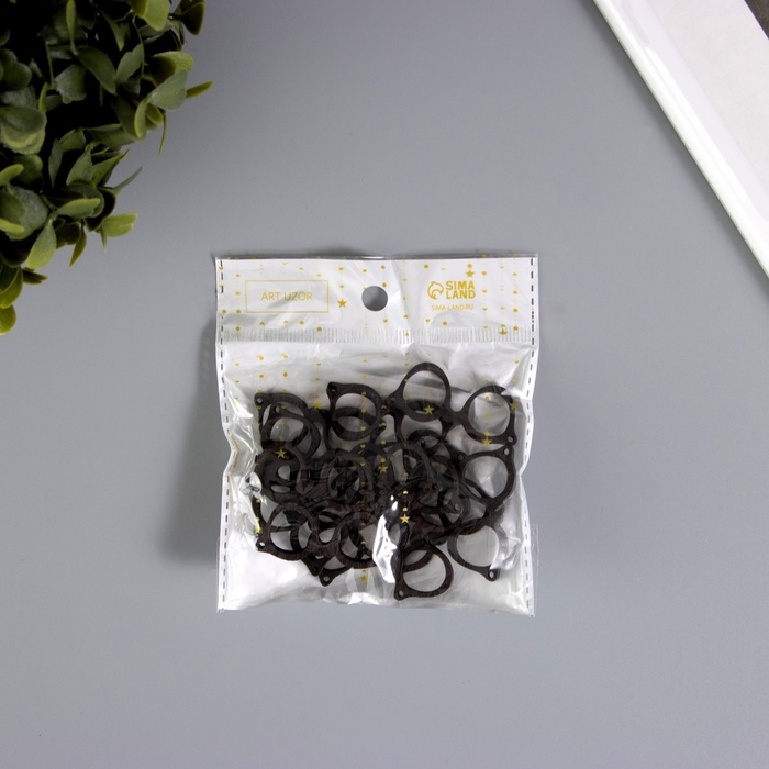 Декор для творчества дерево "Очки" набор 15 шт 1,7х4 см