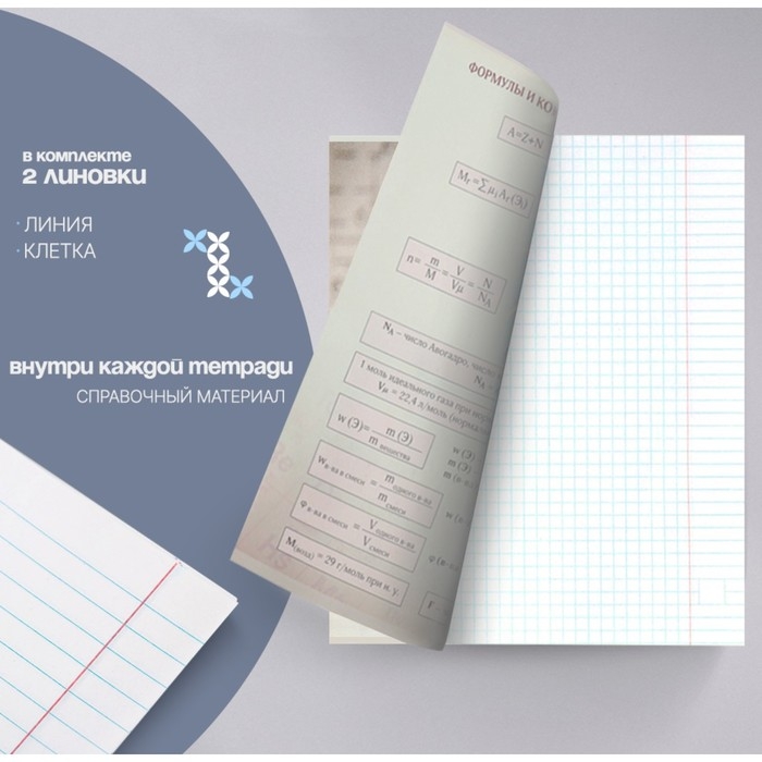 Комплект предметных тетрадей 48 листов, "Чёрное-белое", 10 предметов со справочным материалом, обложка мелованная бумага, блок №2, белизна 75% (серые листы)