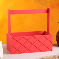 Кашпо деревянное "Эллада большая, сетка", с ручкой, красный, 25&times;12,5&times;10(25) см