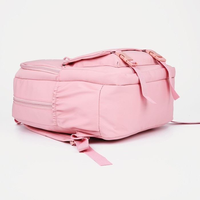 Рюкзак школьный из текстиля на молнии, 3 кармана, цвет розовый Рюкзак школьный из текстиля на молнии, 3 кармана, цвет розовый