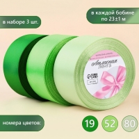 Набор атласных лент, 3 шт, размер 1 ленты: 50 мм × 23 ± 1 м, цвет зелёный спектр Набор атласных лент, 3 шт, размер 1 ленты: 50 мм × 23 ± 1 м, цвет зелёный спектр