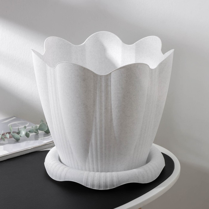 Горшок с поддоном &laquo;Эдельвейс&raquo;, 9,5 л, цвет мраморный