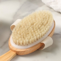 Щётка массажная для тела из натуральной щетины, с ручкой, гладкая Щётка массажная для тела из натуральной щетины, с ручкой, гладкая