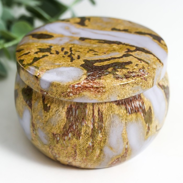 Шкатулка металл круглая Шкатулка металл круглая "Цветной мрамор с золотыми трещинками" МИКС 5х7х7 см