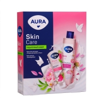 Подарочный набор косметики AURA "Сливочная ваниль и пион"крем-гель для душа, 250 мл + крем для рук,75 мл