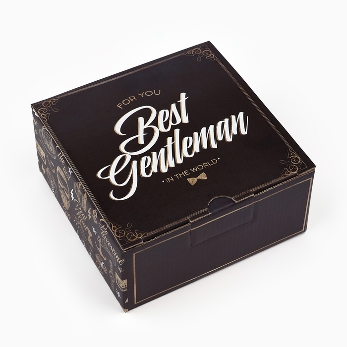 Коробка подарочная сборная, упаковка, &laquo;Джентльмену&raquo;, 15 х 15 х 7 см