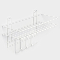 Полка для ванной прямая, 4 крючка, 33×12,5×4,5 см, цвет белый Полка для ванной прямая, 4 крючка, 33×12,5×4,5 см, цвет белый