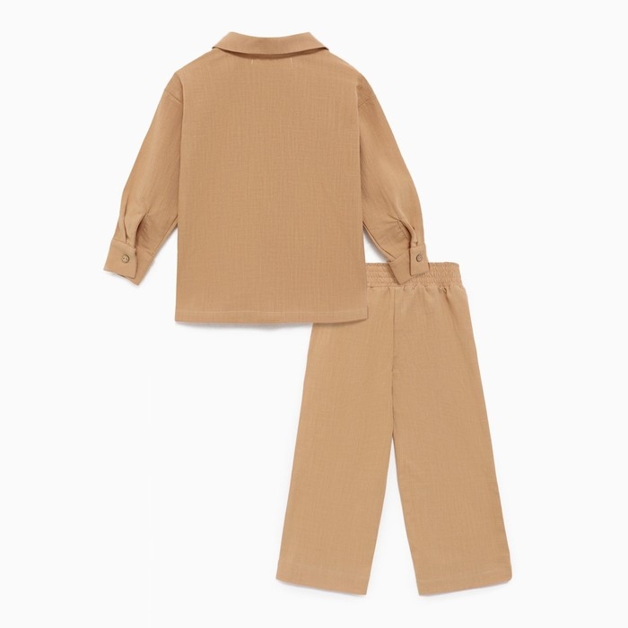 Костюм (рубашка и брюки) детский KAFTAN "Лен", размер 30 (98-104 см) бежевый