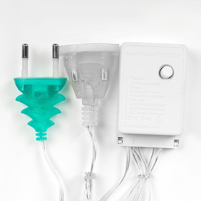 Гирлянда &laquo;Бахрома&raquo; 2.4 &times; 0.9 м с насадками &laquo;Звёзды&raquo;, IP20, прозрачная нить, 138 LED, свечение белое, 8 режимов, 220 В