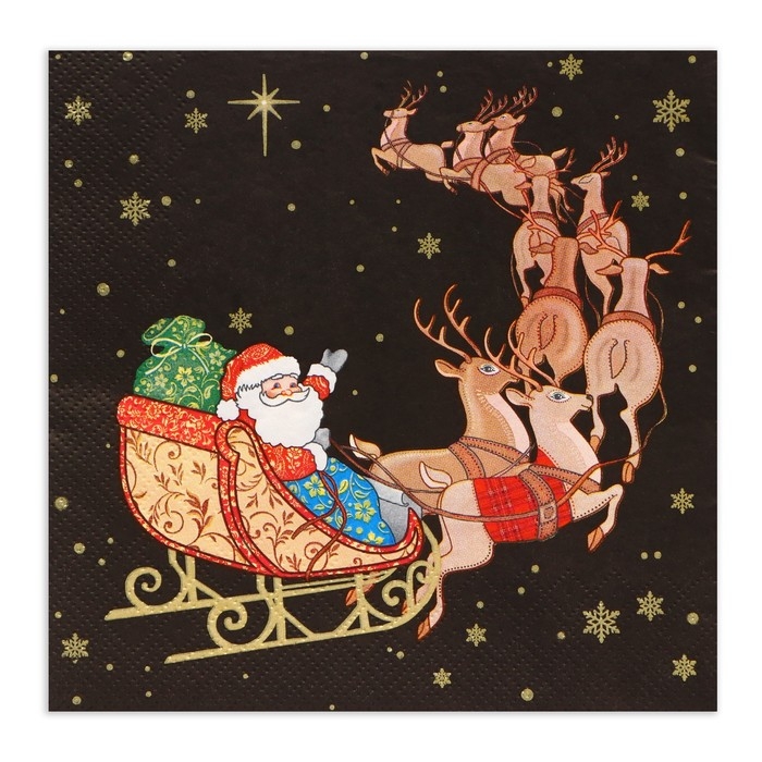 Новогодние салфетки бумажные Home Collection &laquo;Новогодний кортеж&raquo;, 3 слоя, 33х33, 20 шт.