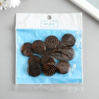 Пуговицы дерево для творчества 2 прокола "Барханы" набор 15 шт 2,5х2,5х0,4 см