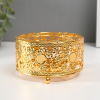 Подсвечник металл на 1 свечу "Круг. Венок из листьев" золото d=5,5 см 11х11х5,6 см Подсвечник металл на 1 свечу "Круг. Венок из листьев" золото d=5,5 см 11х11х5,6 см