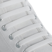 Набор шнурков для обуви, 6 шт, силиконовые, плоские, 13 мм, 9 см, цвет белый