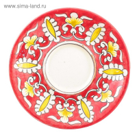 Чайная пара Риштанская Керамика "Узоры", 100 мл, (тарелка 10см, чашка 7,5см), красная