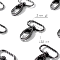 Карабин металлический, 45 &times; 30 мм / 25 &times; 2 мм, 10 шт, цвет чёрный