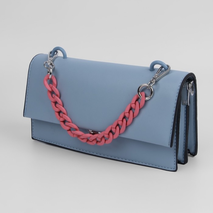 Цепочка для сумки, с карабинами, пластиковая, 23 &times; 17 мм, 30 см, цвет пыльная роза/серебряный